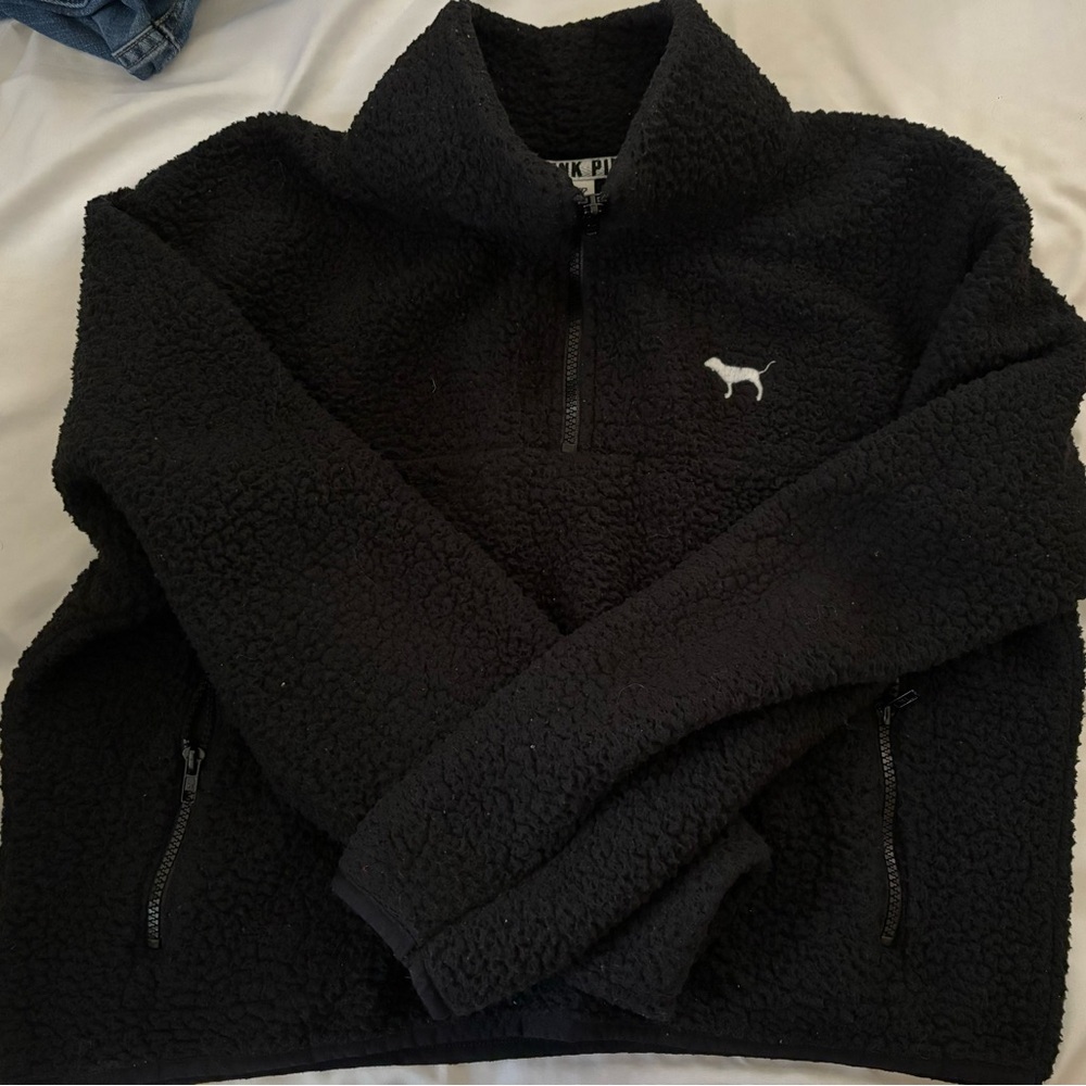 PINK quarter zip Sherpa sweater